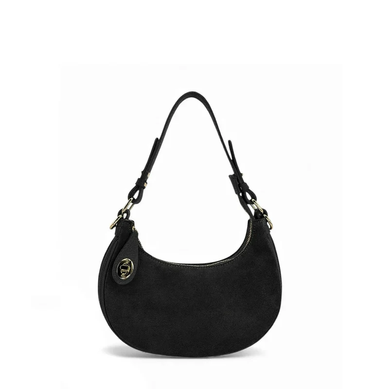 Sac à main demi-lune en daim MUNE Noir