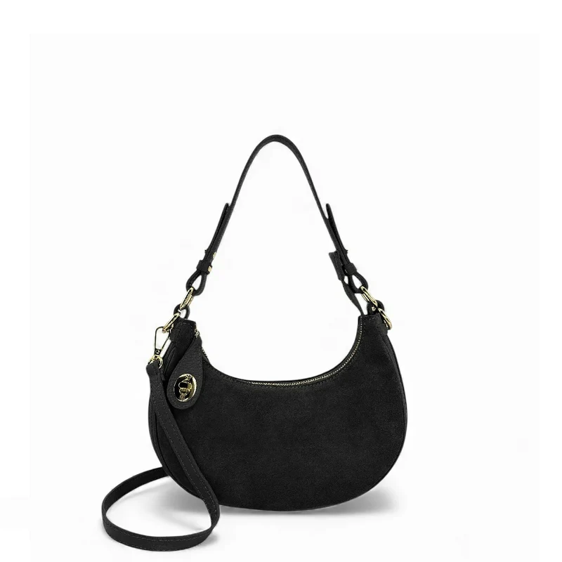 Sac à main demi-lune en daim MUNE Noir