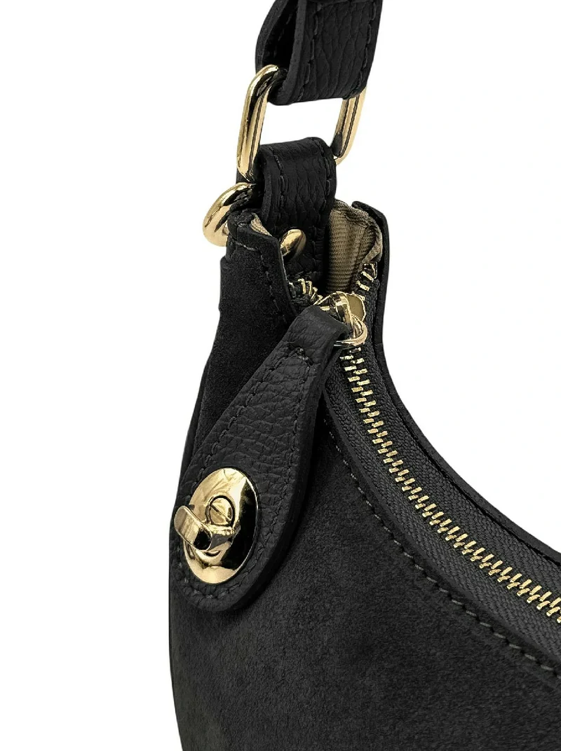 Sac à main demi-lune en daim MUNE Noir