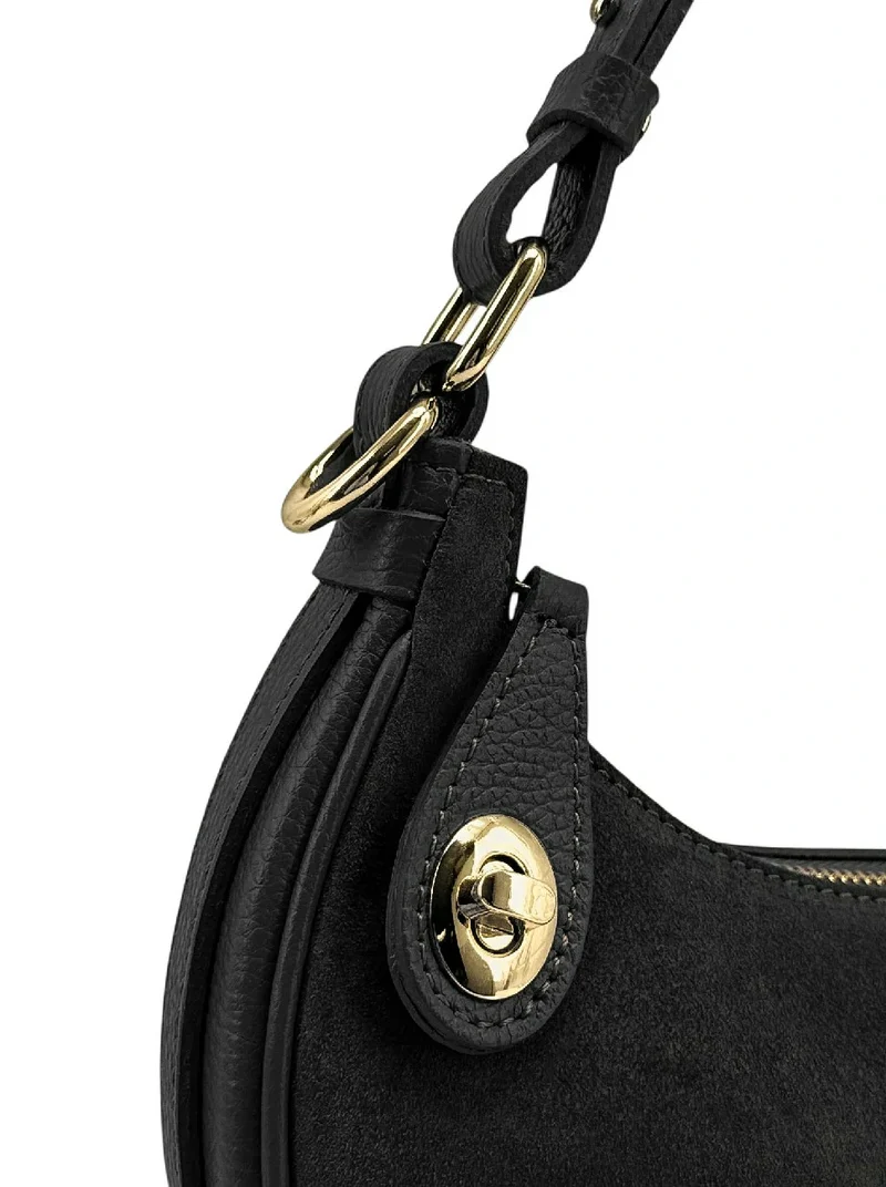 Sac à main demi-lune en daim MUNE Noir