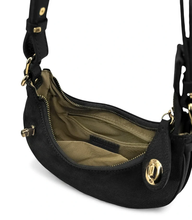 Sac à main demi-lune en daim MUNE Noir