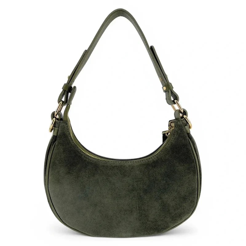 Sac à main demi-lune en daim MUNE Kaki
