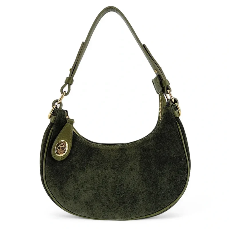 Sac à main demi-lune en daim MUNE Kaki