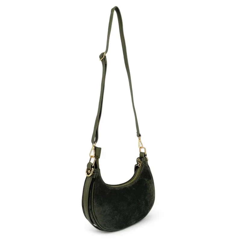 Sac à main demi-lune en daim MUNE Kaki