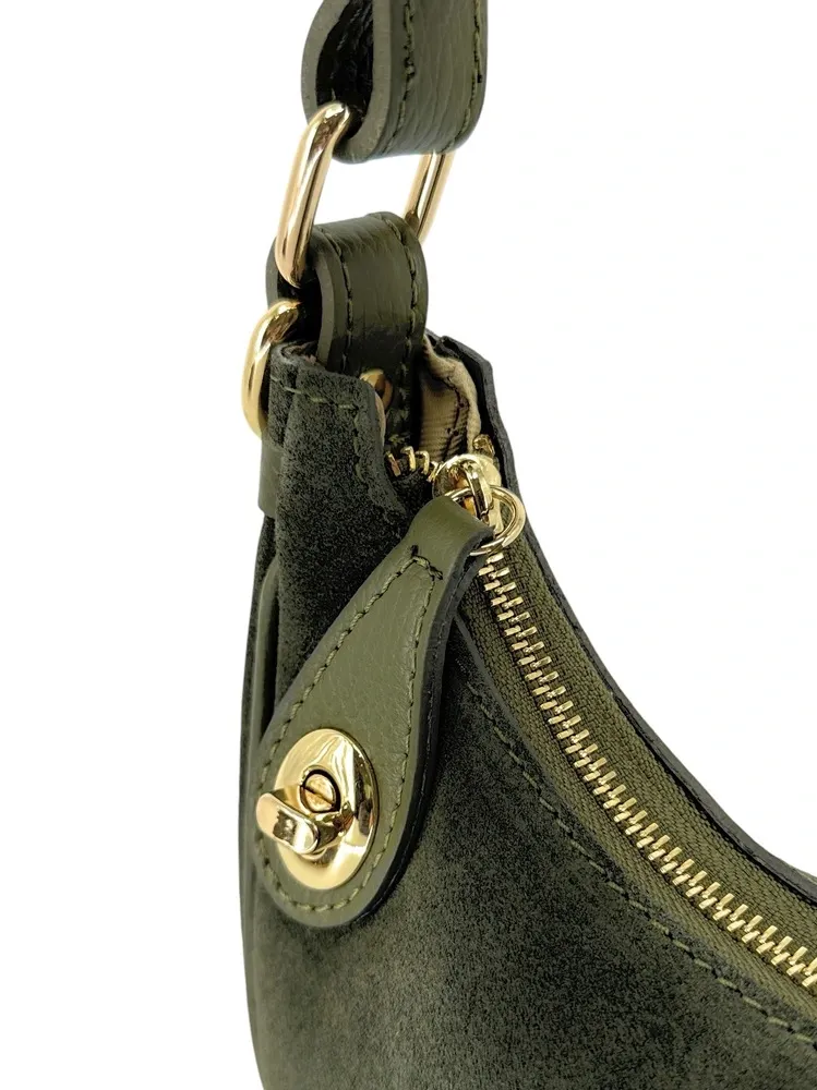 Sac à main demi-lune en daim MUNE Kaki