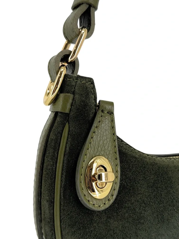 Sac à main demi-lune en daim MUNE Kaki