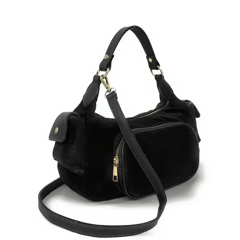 Sac multipoche en daim NELLIE Noir