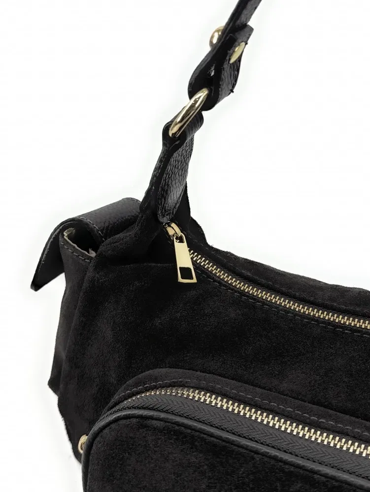 Sac multipoche en daim NELLIE Noir