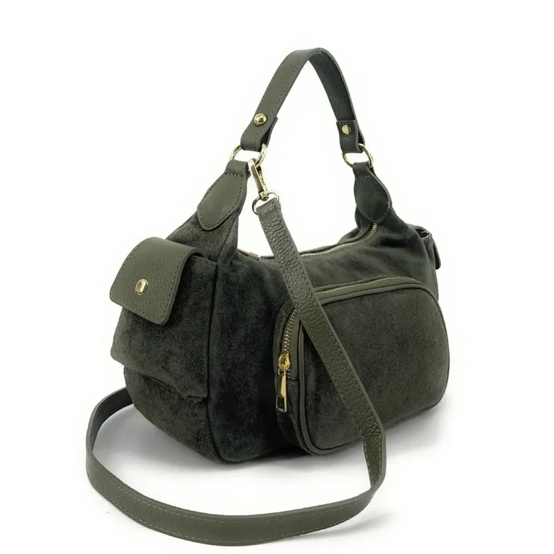 Sac multipoche en daim NELLIE Kaki