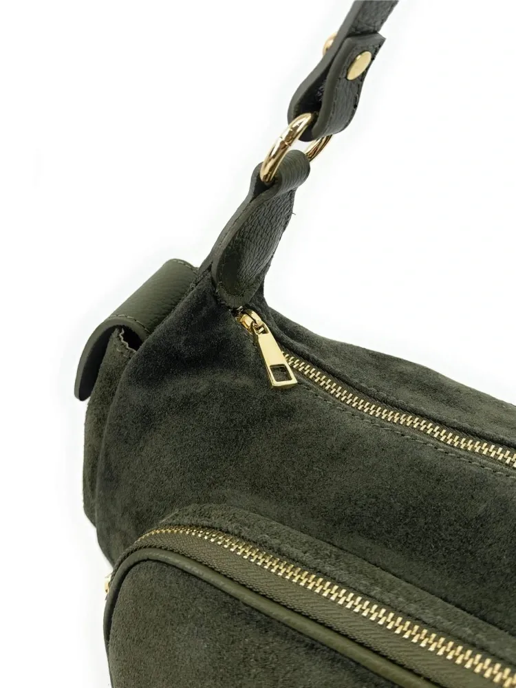 Sac multipoche en daim NELLIE Kaki