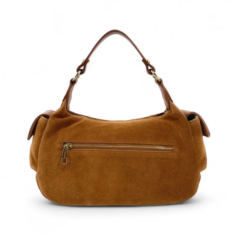 Sac multipoche en daim NELLIE Camel