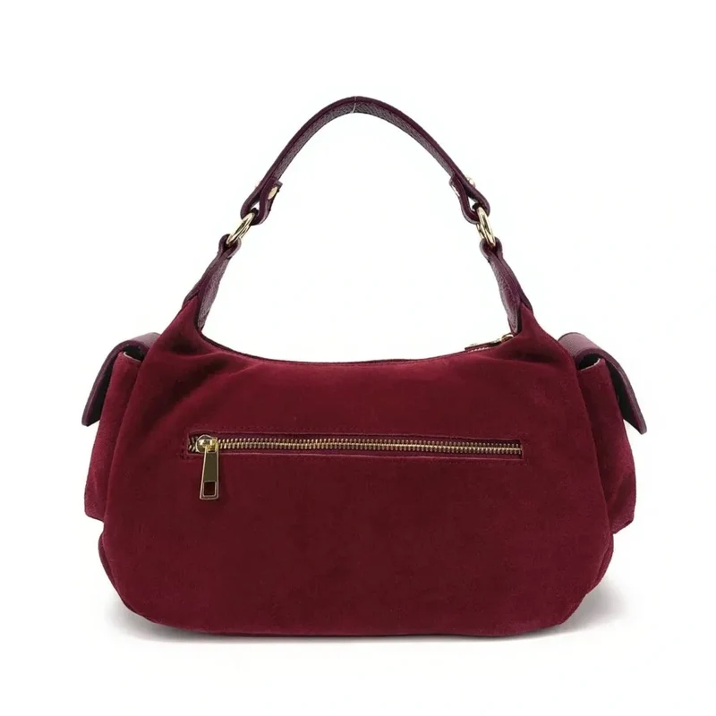 Sac multipoche en daim NELLIE Rouge bordeaux