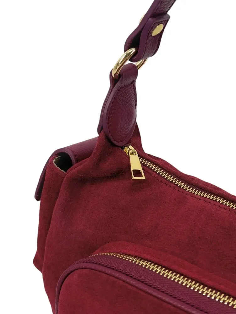 Sac multipoche en daim NELLIE Rouge bordeaux