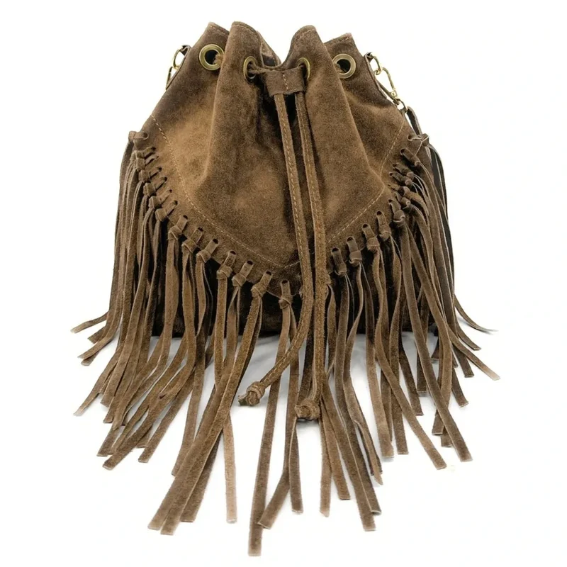 Sac bourse en daim APONI Taupe