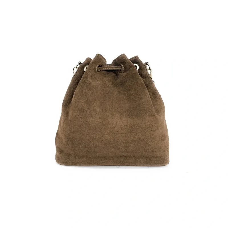 Sac bourse en daim APONI Taupe