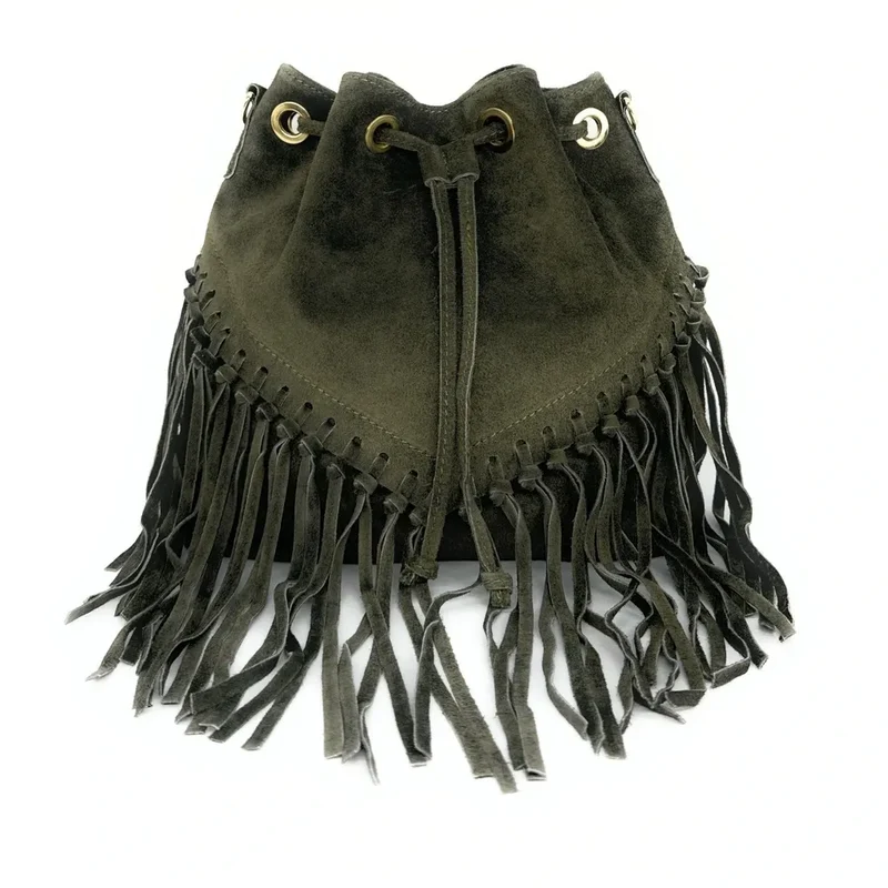 Sac bourse en daim APONI Kaki
