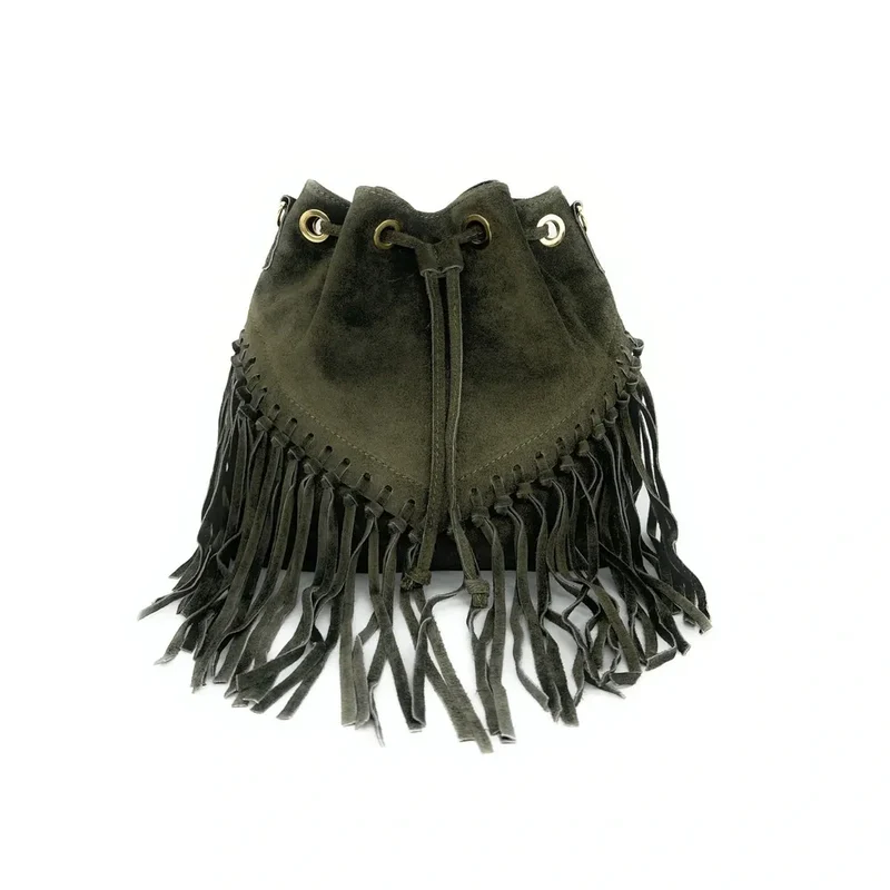 Sac bourse en daim APONI Kaki