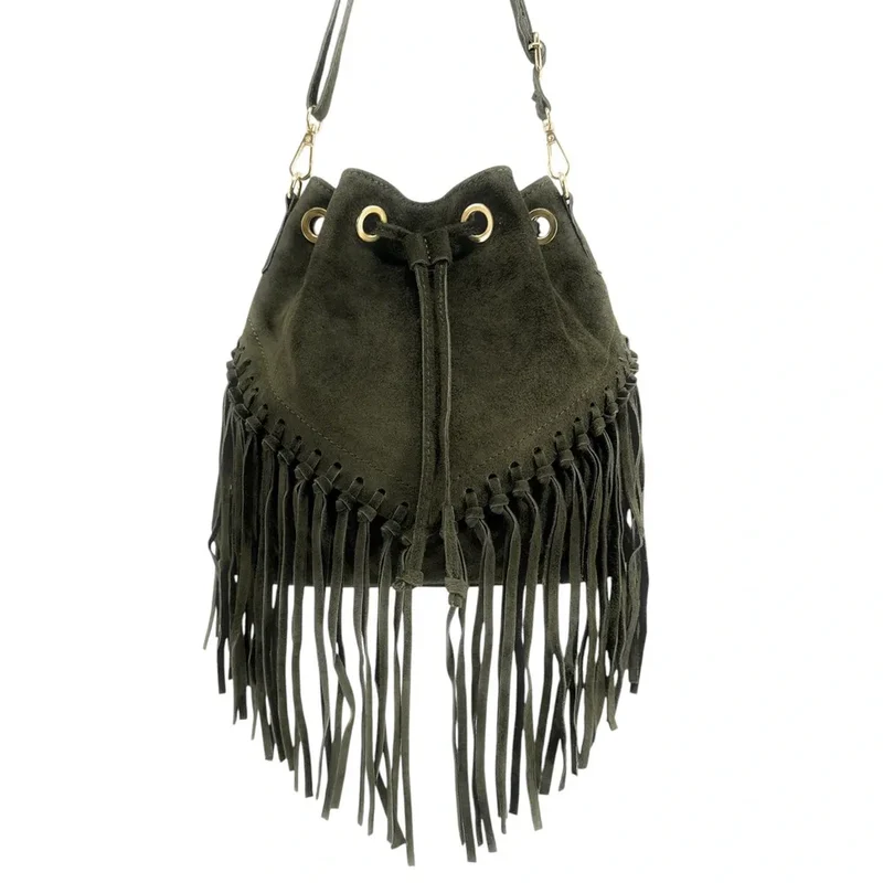 Sac bourse en daim APONI Kaki
