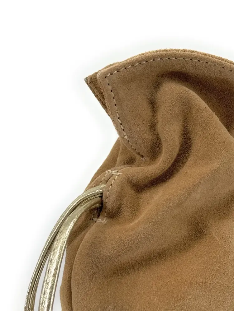 Sac bourse en daim CHENOA Taupe clair