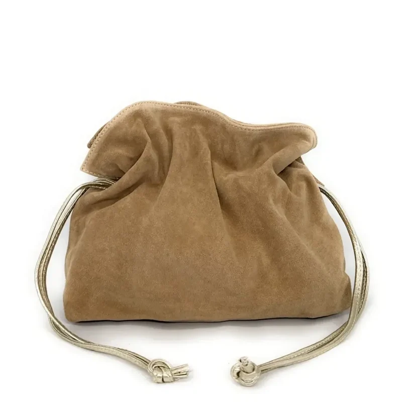 Sac bourse en daim CHENOA Taupe clair
