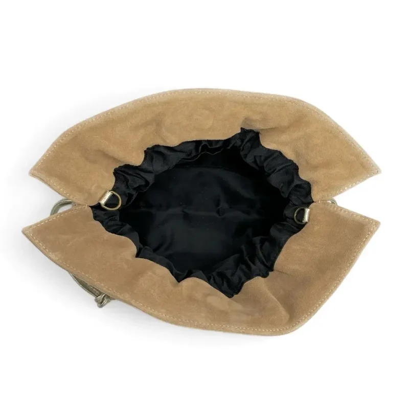Sac bourse en daim CHENOA Taupe clair