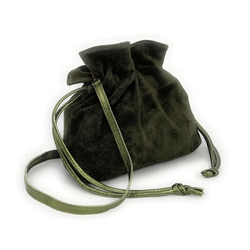 Sac bourse en daim CHENOA Kaki