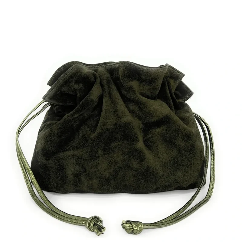 Sac bourse en daim CHENOA Kaki