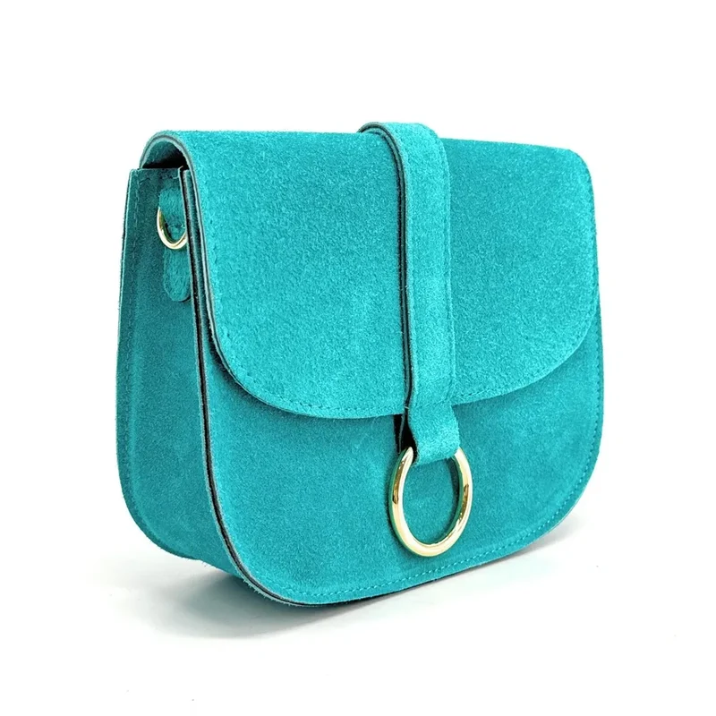 Sac besace en daim VELVET Bleu turquoise