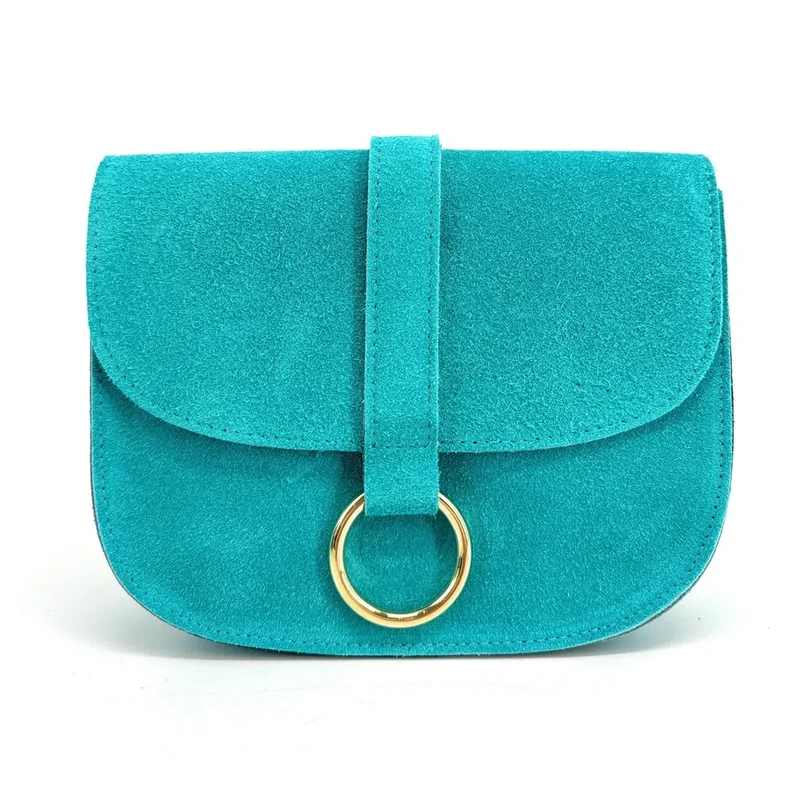 Sac besace en daim VELVET Bleu turquoise