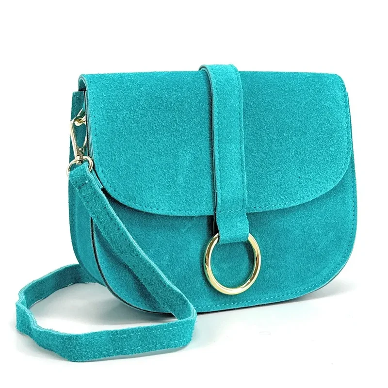 Sac besace en daim VELVET Bleu turquoise