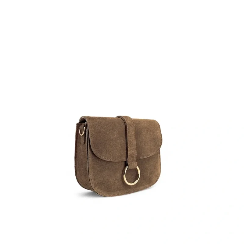 Sac besace en daim VELVET Taupe foncé