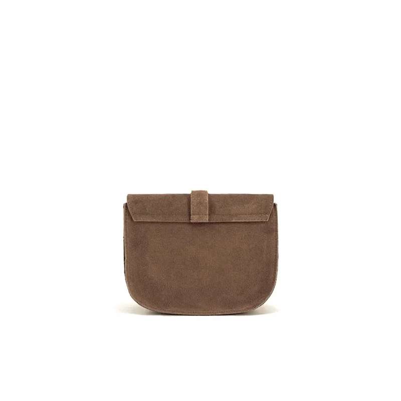 Sac besace en daim VELVET Taupe foncé