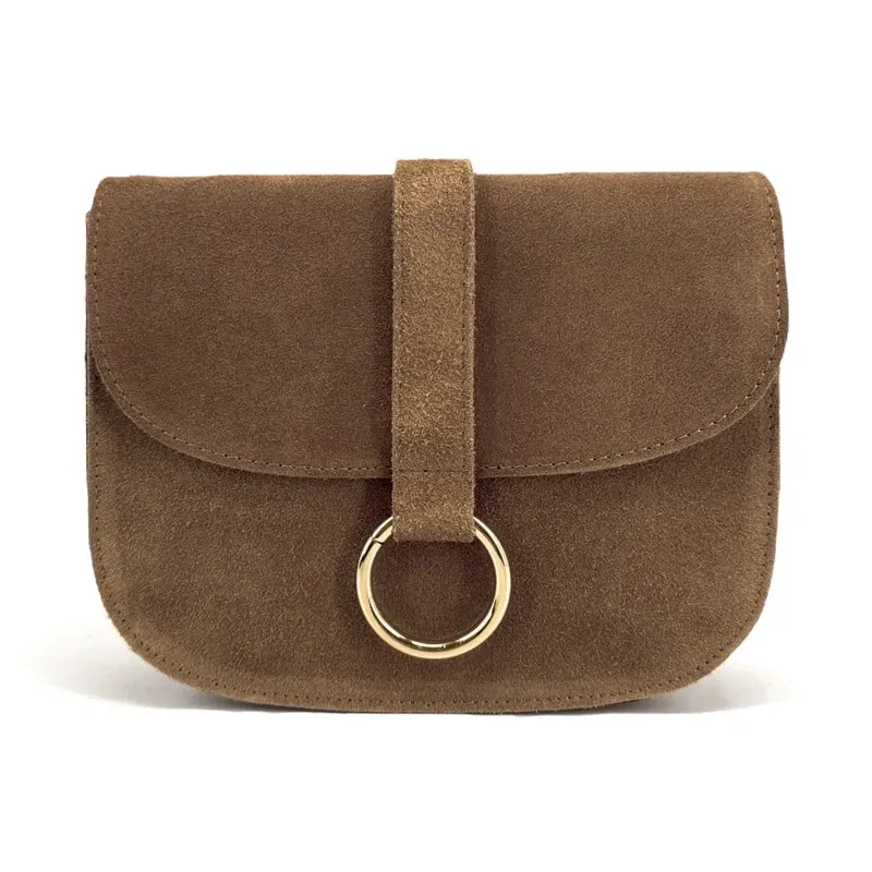 Sac besace en daim VELVET Taupe foncé