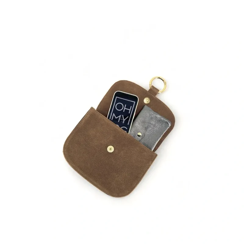 Sac besace en daim VELVET Taupe foncé
