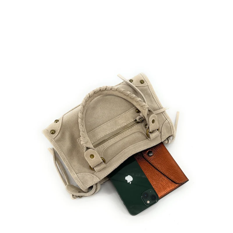 Mini-sac en daim TAO Beige crème