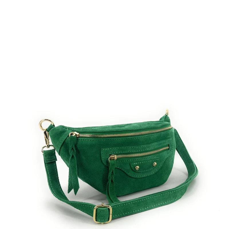 Sac banane en daim LOUKA Vert anglais
