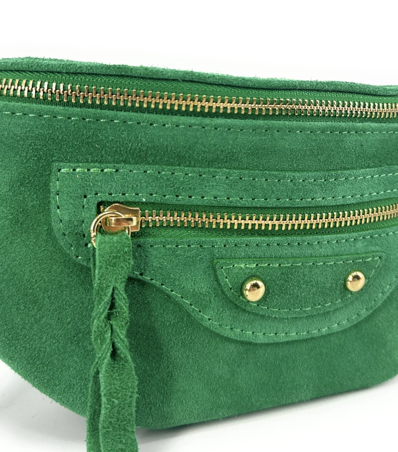 Sac banane en daim LOUKA Vert anglais