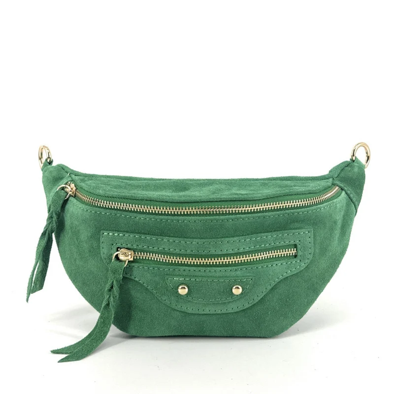 Sac banane en daim LOUKA Vert anglais