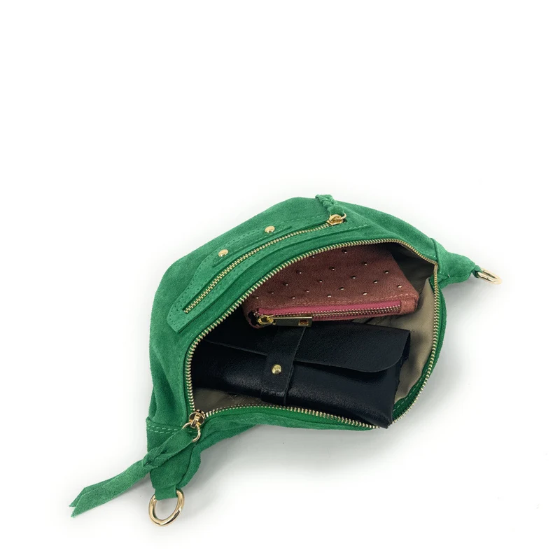 Sac banane en daim LOUKA Vert anglais