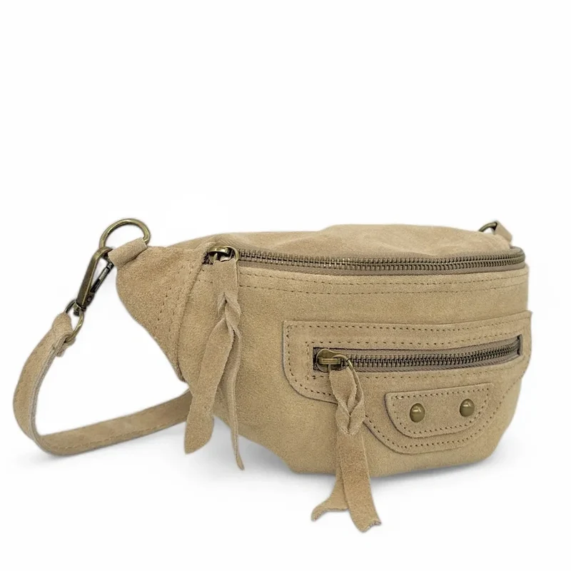 Sac banane en daim LOUKA Taupe