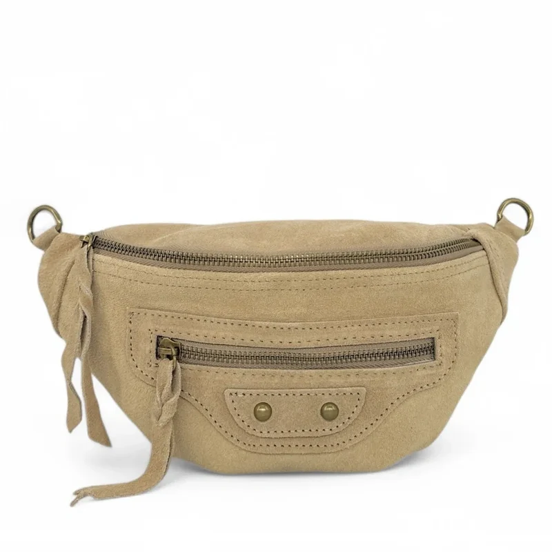 Sac banane en daim LOUKA Taupe