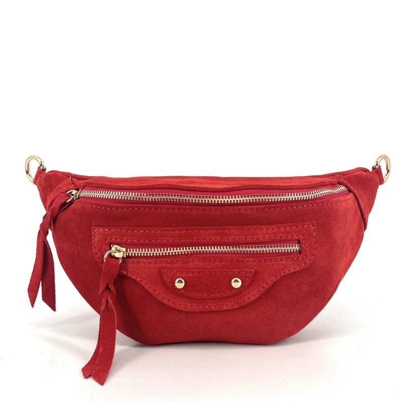 Sac banane en daim LOUKA Rouge coquelicot