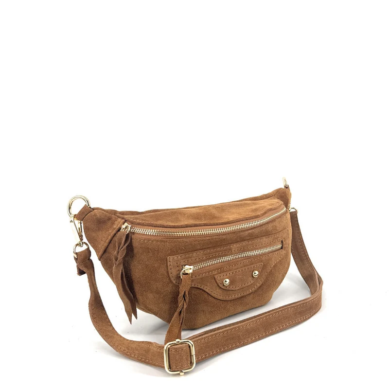 Sac banane en daim LOUKA Camel