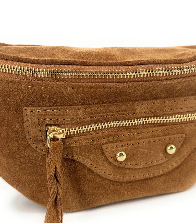 Sac banane en daim LOUKA Camel