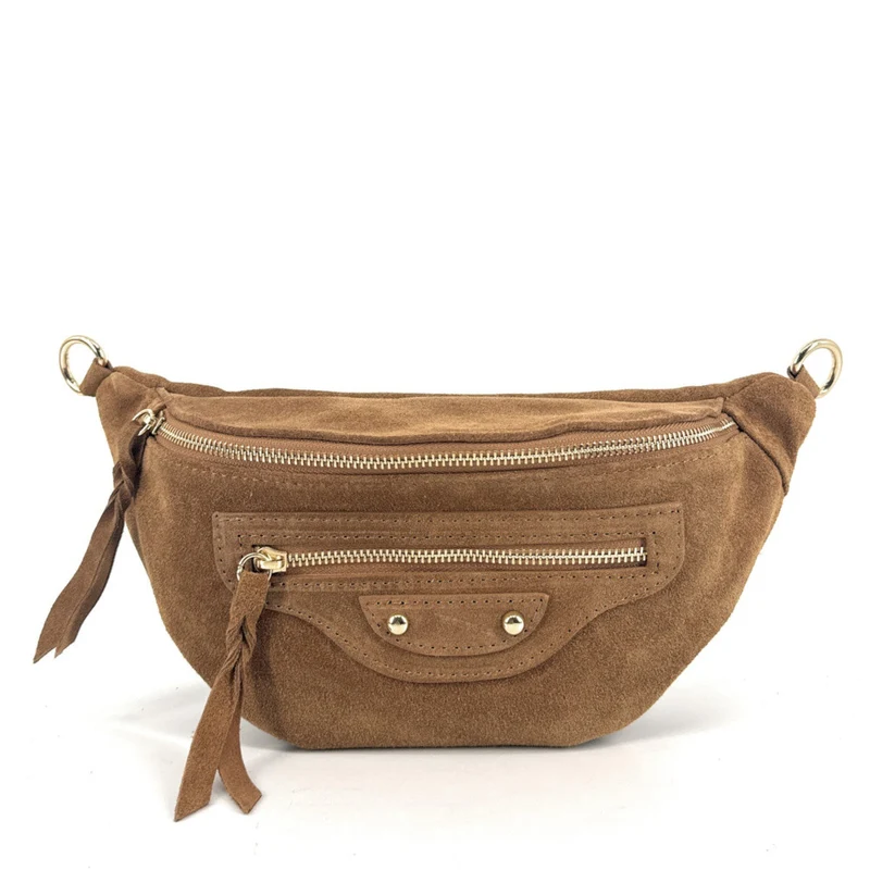 Sac banane en daim LOUKA Camel