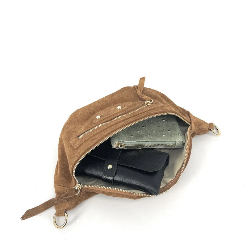 Sac banane en daim LOUKA Camel
