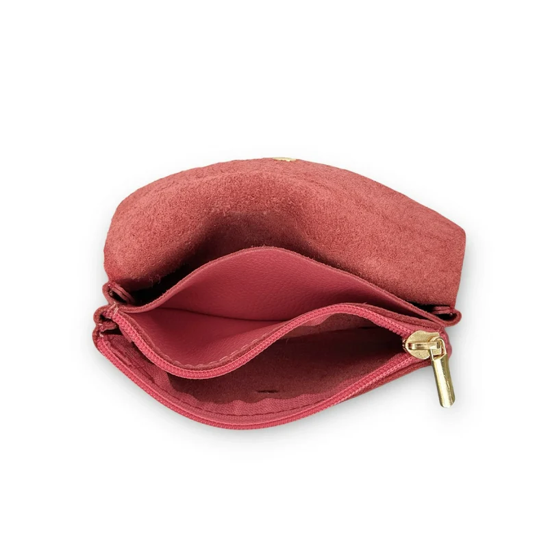 Pochette porte-monnaie en cuir grainé COMPO Rouge pastèque