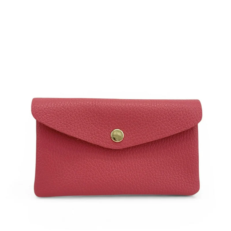 Pochette porte-monnaie en cuir grainé COMPO Rouge pastèque