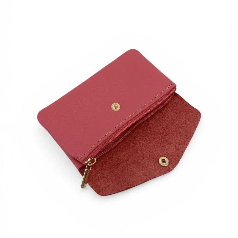 Pochette porte-monnaie en cuir grainé COMPO Rouge pastèque