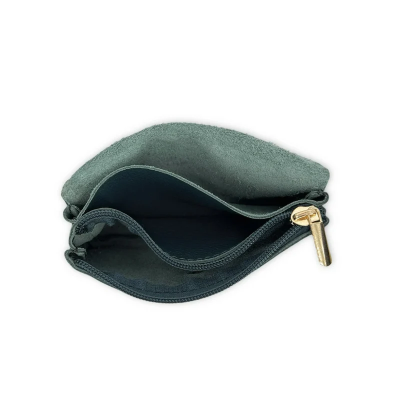 Pochette porte-monnaie en cuir grainé COMPO Vert forêt noire